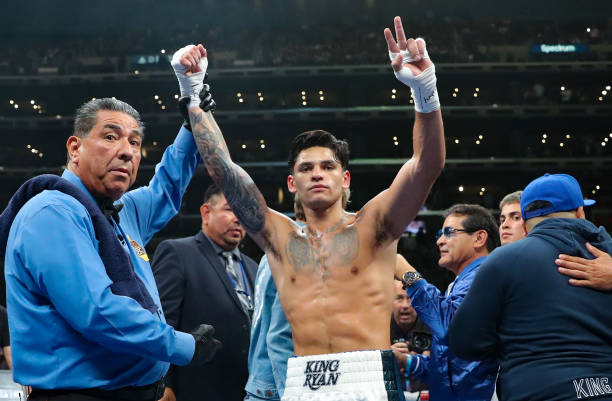 Ryan Garcia winner by KO in the Super Light weight fight against Javier Fortuna at Crypto.com Arena on July 16, 2022 in Los Angeles, California.