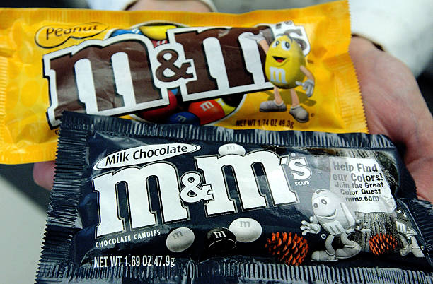 S candies in new, redesigned packaging are seen March 12, 2004 in New York City. Masterfoods USA, a unit of Mars Inc., is re-introducing the nation's...