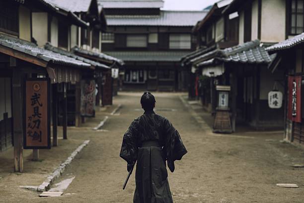 Samurai in Japanese village