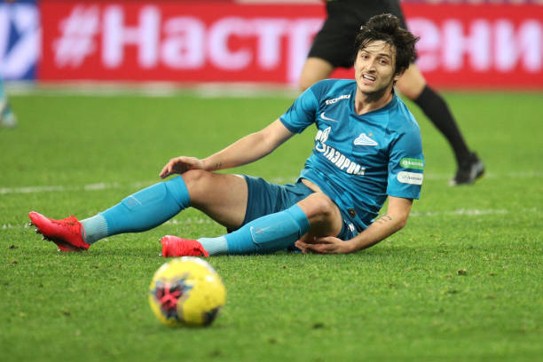 Sardar Azmoun of Zenit seen in action during the Russian...