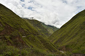 Scenic panoramic views of the Andes Mountains from the Devil's Nose Train Cuenca Ecuador