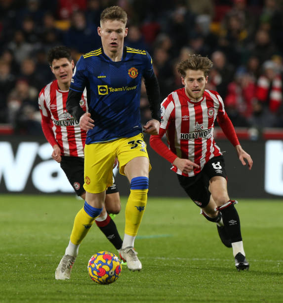 Scott McTominay of Manchester United in action during the Premier League match between Brentford and Manchester United at Brentford Community Stadium...