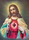 Sebechleby - The Typical catholic image of heart of Jesus Christ