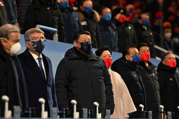 Secretary-General Antonio Guterres , International Olympic Committee President Thomas Bach , China's President Xi Jinping and his wife his wife Peng...