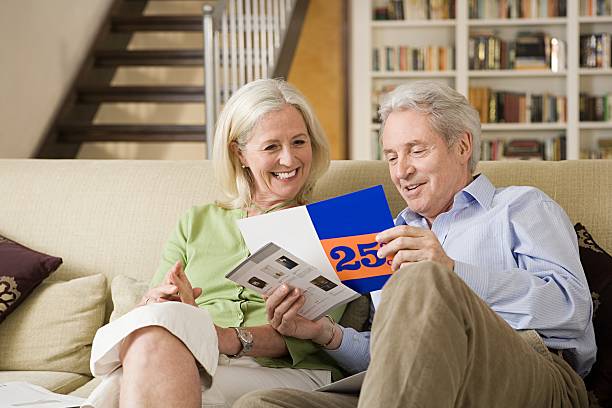 Senior couple looking at a brochure
