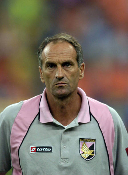 Head coach Palermo Francesco Guidolin looks on before the italian Serie A 20042004 2 th round macht played between Inter of Milan and Palermo at...