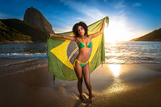 Pretty Woman Holding Brazilian Flag Stock Andreypo Forumophilia 1