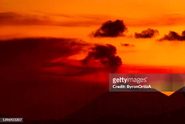 silhouette volcano mountains from guatemala city