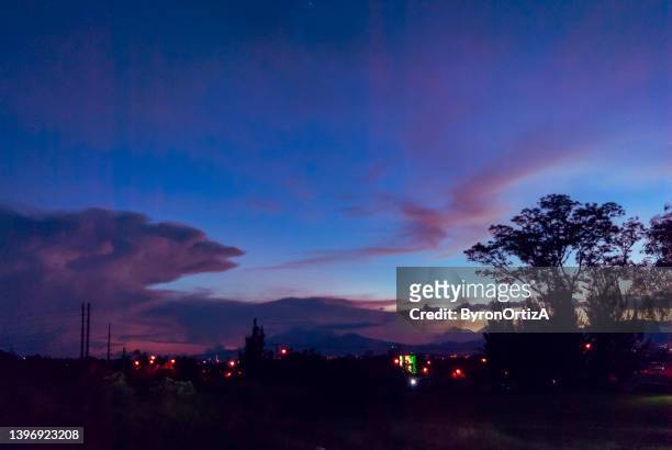 silhouette volcano mountains from guatemala city