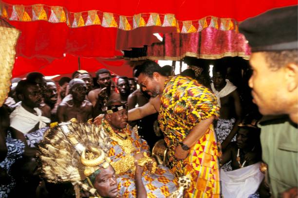 Silver Jubilee of Ashantis king Otumfo Opoku II In Kumasi Ghana On August 14 1995 Jerry Rawlings