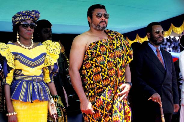 Silver Jubilee of Ashantis king Otumfo Opoku II In Kumasi Ghana On August 14 1995 Jerry Rawlings King Zulithini