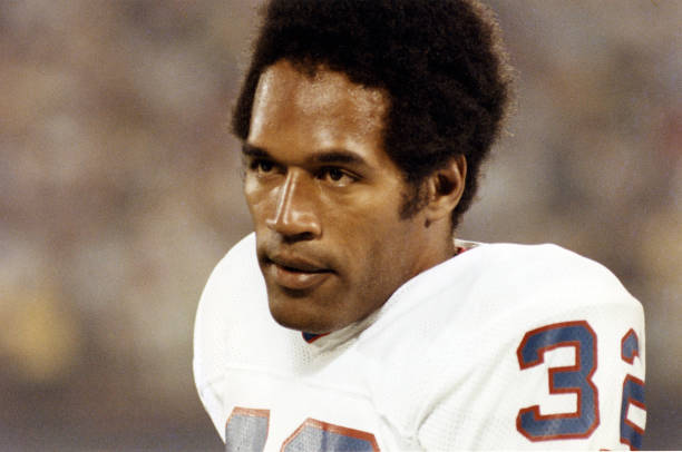 J Simpson of the Buffalo Bills looks on during an NFL game circa 1975