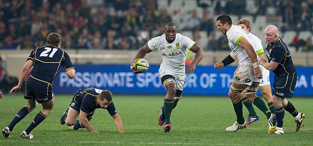 NELSPRUIT, SOUTH AFRICA - JUNE 15: Siya Kolisi from South Africa during the Castle Larger Incoming Tour match between South Africa and Scotland at Mbombela Stadium on June 15, 2013 in Nelspruit, South Africa. (Photo by Manus van Dyk/Gallo Images/Getty Images)