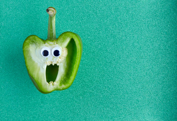 Sliced Pepper with sticky eyes screaming