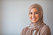 Smiling Muslim Woman Wearing Hijab