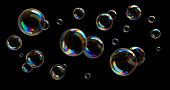 Soap Bubbles on black background
