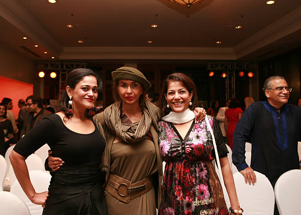 Socialite Parmeshwar Godrej with Kalli Purie and art conservationist Rekha Purie at the launch of Kalli Purie`s book Confessions of a Serial Dieter...