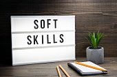 Soft Skills concept. Text in lightbox