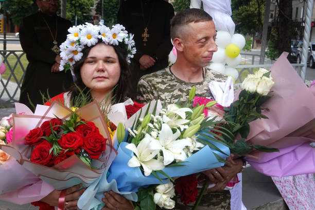 UKR: Wedding Ceremony Held For Ukrainian Soldiers In Donetsk Region