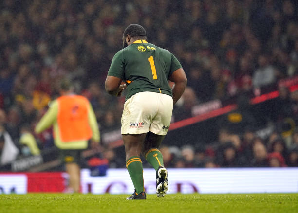 South Africa's Ox Nche reacts after receiving a yellow card during the Autumn Internationals match at Principality Stadium, Cardiff. Picture date: Saturday November 6, 2021. See PA story RUGBYU Wales. Photo credit should read: David Davies/PA Wire.