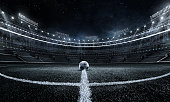 Sport Backgrounds. Soccer stadium. Soccer ball on stadium. Football poster.