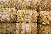 Stacked Straw Hay Bails