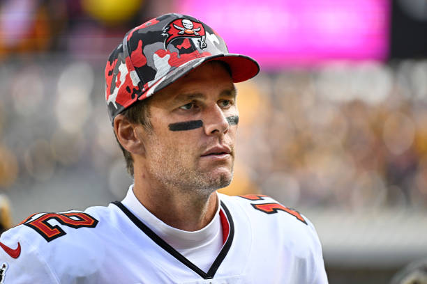 Tampa Bay Buccaneers quarterback Tom Brady leaves the field looking disappointed after the game between the Tampa Bay Buccaneers and the Pittsburgh...