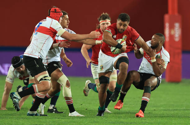 JOHANNESBURG, SOUTH AFRICA - JULY 03: Taulupe Faletau of British and Irish Lions on the charge during the 2021 British & Irish Lions tour match between Sigma Lions and British & Irish Lions at Emirates Airline Park on July 03, 2021 in Johannesburg, South Africa. (Photo by David Rogers/Getty Images)