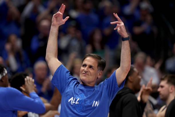 Team owner Mark Cuban of the Dallas Mavericks reacts as the Dallas Mavericks take on the Utah Jazz in the fourth quarter of Game Five of the Western...