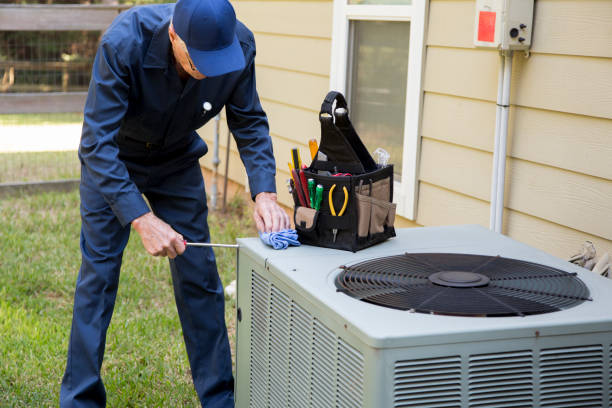 technician services outside ac units and generator picture