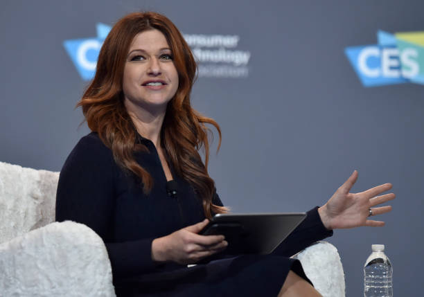 Television host/moderator Rachel Nichols speaks during a press event at CES 2019 at the Aria Resort & Casino on January 9, 2019 in Las Vegas, Nevada....