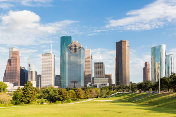 texas houston skyline and eleanor tinsley park picture