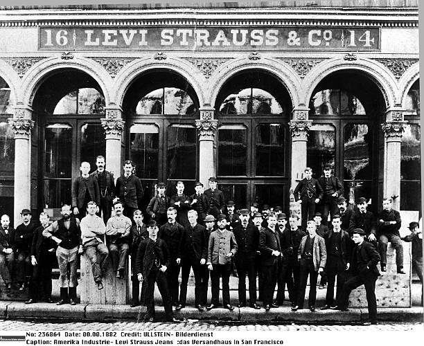 Textilindustrie: Herstellung von Levi Strauss Jeansdas Versandhaus in San Francisco- 1882