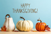 Thanksgiving message with pumpkins