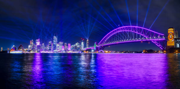 AUS: Queen Elizabeth II Platinum Jubilee 2022 – Bright Lights Of VIvid Sydney Turn Royal Purple
