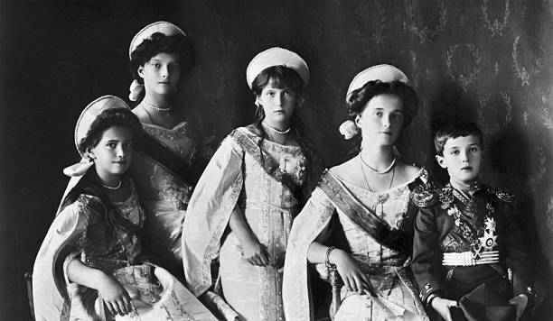 The children of the last Russian Czar, Grand Duchesses Tatiana, Marie, Anastasia, Olga, and the Czarevitch.