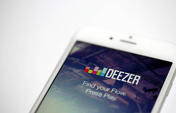 the deezer music mobile app sits on an apple inc iphone 6 in this picture