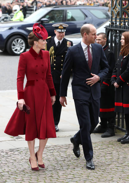The Duke and Duchess of Cambridge arrive at the Commonwealth Service at Westminster Abbey London on Commonwealth Day The service is the Duke and...