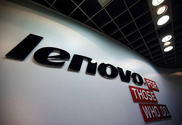 the lenovo group ltd logo is displayed in the companys headquarters picture