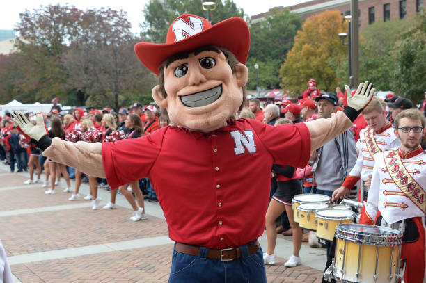 The mascot for the Nebraska Cornhuskers performs before the game against the Ohio State Buckeyes at Memorial Stadium on October 14, 2017 in Lincoln,...