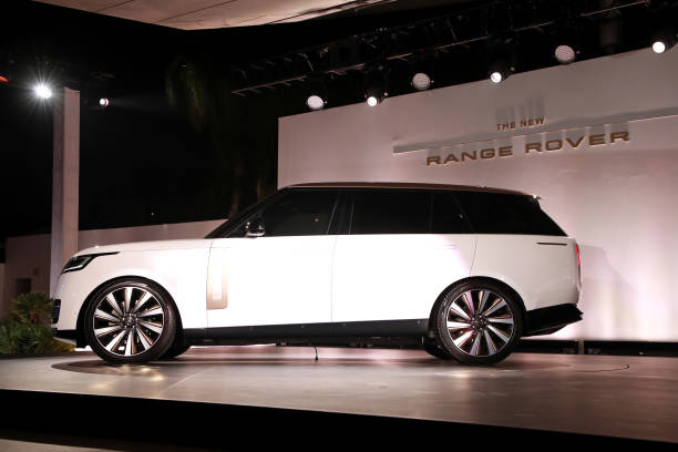 the new range rover is seen onstage during the range rover leadership picture