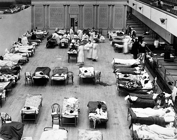 The Oakland Municipal Auditorium is being used as a temporary hospital with volunteer nurses from the American Red Cross tending the sick there...
