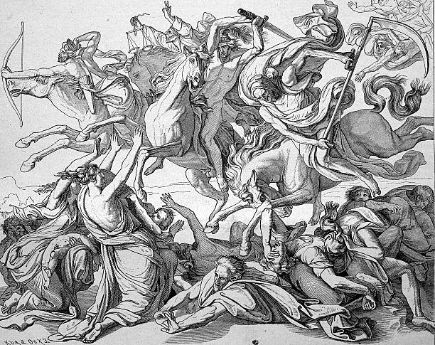 The ride of the four horsemen of the apocalypse historical engraving 1883