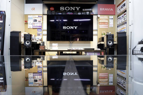 the sony corp logo is displayed on a 65inch bravia a9f oled smart picture