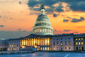 The United States Capitol Building in Washington DC at Sunset