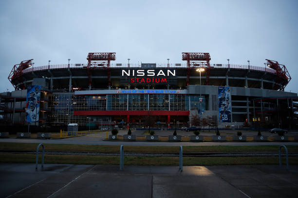 The view outside Nissan Stadium before the game between the Tennessee Titans and Miami Dolphins on January 02, 2022 in Nashville, Tennessee.