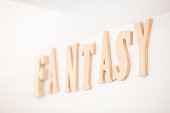The word fantasy in wooden blocks
