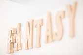 The word fantasy in wooden blocks