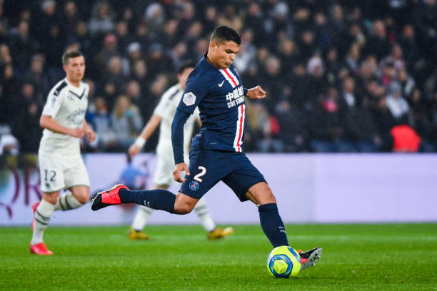 Thiago SILVA of Paris Saint Germain during the Ligue 1 match between Paris SaintGermain and Girondins Bordeaux at Parc des Princes on February 23...