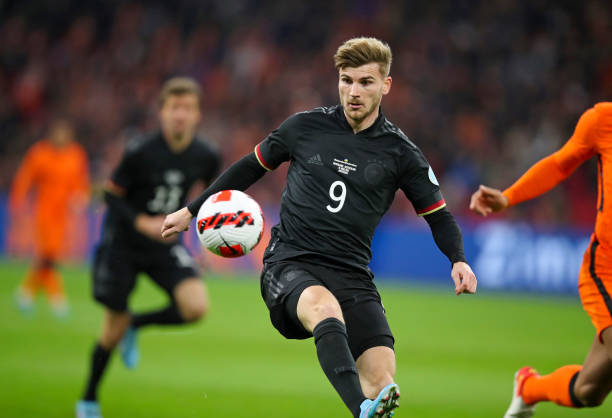 Timo Werner of Germany during the international friendly match between Netherlands and Germany at Johan Cruijff Arena on March 29, 2022 in Amsterdam,...